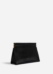 Small Leather Clutch with Chain - Black - CO Collections
